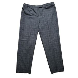 Carlisle Black, White and Lime Plaid Wool Blend Dress Pants - US 18